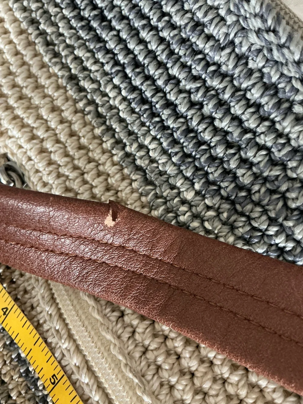 The Sak Sequoia Striped Crochet Hobo Bag in Brown and Cream